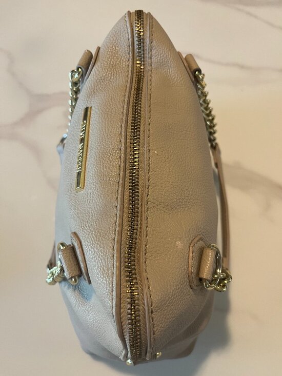 Steve Madden Taupe Faux Leather Satchel Crossbody Bag - Picture 6 of 14